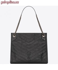 Replica YSL Fake Saint Laurent Medium Niki Shopping Bag In Storm Leather
