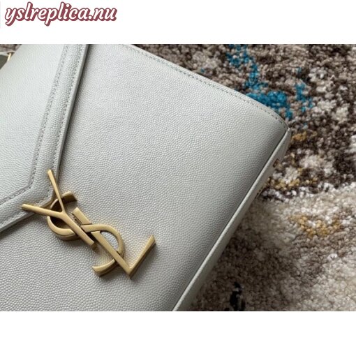 Replica YSL Fake Saint Laurent Cassandra Medium Bag In White Grained Leather 10