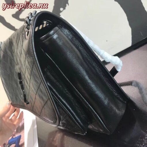 Replica YSL Fake Saint Laurent Large Niki Chain Bag In Black Crinkled Leather 6