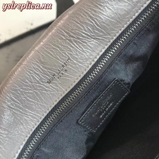 Replica YSL Fake Saint Laurent Large Niki Chain Bag In Grey Crinkled Leather 7