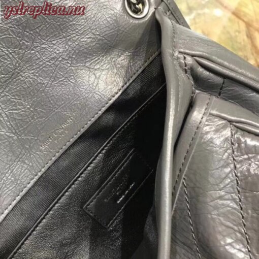Replica YSL Fake Saint Laurent Baby Niki Chain Bag In Storm Gray Crinkled Leather 5