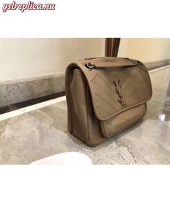 Replica YSL Fake Saint Laurent Medium Niki Bag In Taupe Crinkled Leather 2