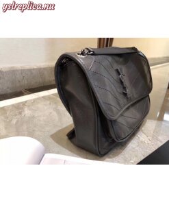 Replica YSL Fake Saint Laurent Medium Niki Bag In Storm Gray Crinkled Leather 2