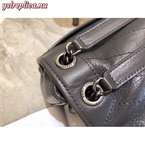 Replica YSL Fake Saint Laurent Medium Niki Bag In Storm Gray Crinkled Leather 8