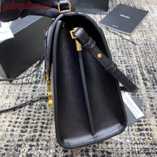 Replica YSL Fake Saint Laurent Cassandra Medium Bag In Black Grained Leather 5