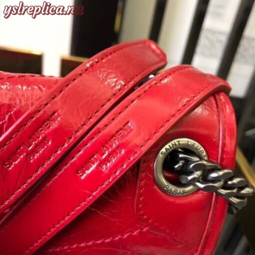 Replica YSL Fake Saint Laurent Medium Niki Bag In Red Crinkled Leather