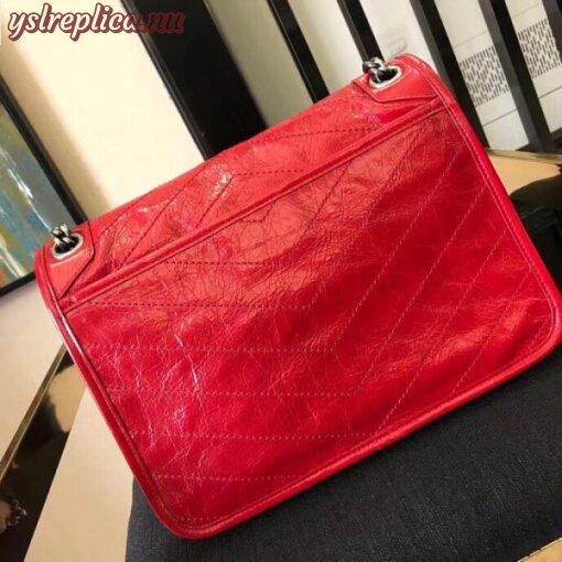 Replica YSL Fake Saint Laurent Medium Niki Bag In Red Crinkled Leather 5