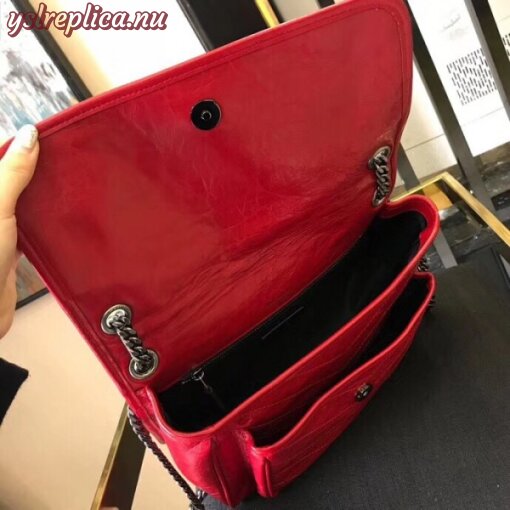 Replica YSL Fake Saint Laurent Medium Niki Bag In Red Crinkled Leather 6