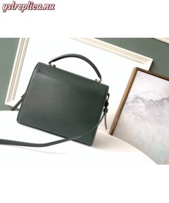 Replica YSL Fake Saint Laurent Cassandra Medium Bag In Dark Green Grained Leather 2