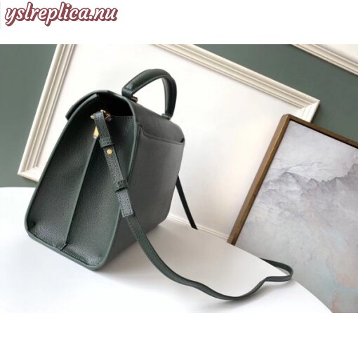Replica YSL Fake Saint Laurent Cassandra Medium Bag In Dark Green Grained Leather 5