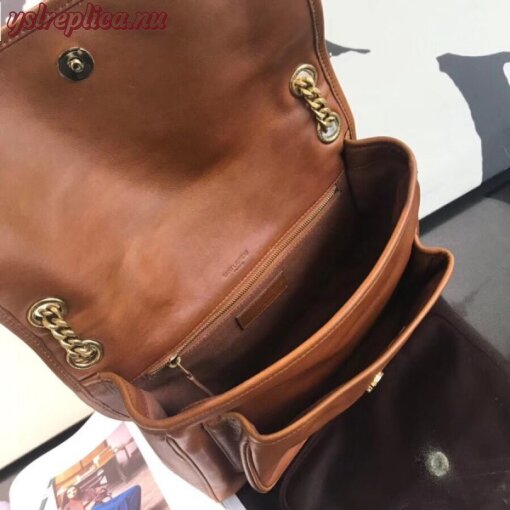Replica YSL Fake Saint Laurent Medium Niki Chain Bag In Brown Crinkled Leather 3
