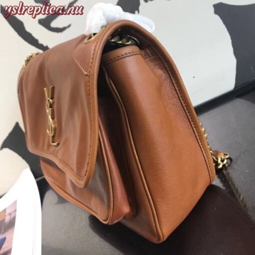 Replica YSL Fake Saint Laurent Medium Niki Chain Bag In Brown Crinkled Leather 5