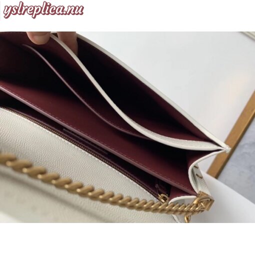 Replica YSL Fake Saint Laurent Cassandra Clasp Bag In Blanc Grained Leather 9