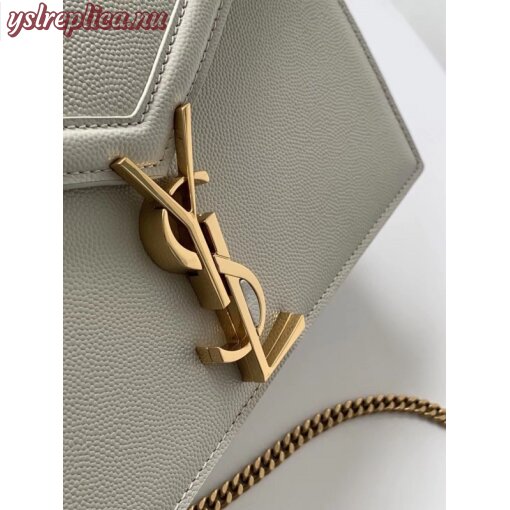 Replica YSL Fake Saint Laurent Cassandra Clasp Bag In Blanc Grained Leather 10