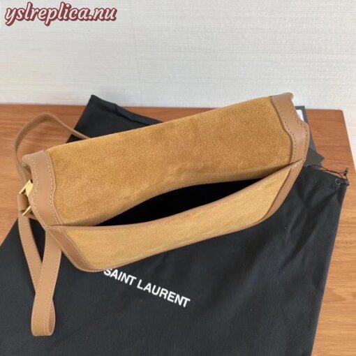 Replica YSL Fake Saint Laurent Solferino Medium Soft Bag In Brown Suede 13