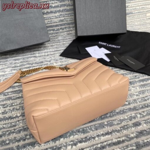 Replica YSL Fake Saint Laurent Loulou Small Bag In Dark Beige Leather 6