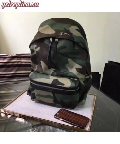 Replica YSL Fake Saint Laurent City Backpack In Gabardine Camouflage