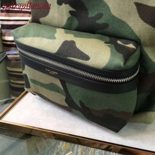 Replica YSL Fake Saint Laurent City Backpack In Gabardine Camouflage 7