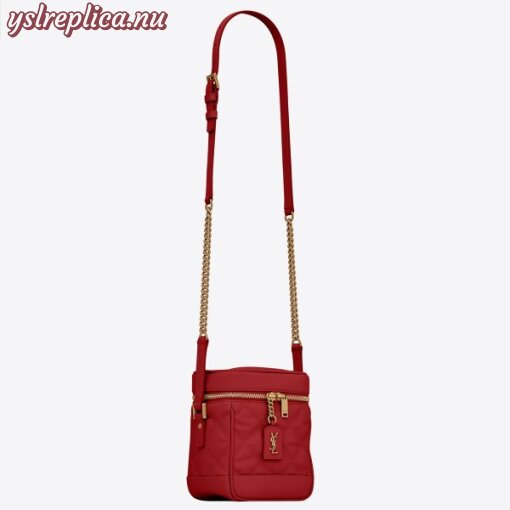 Replica YSL Fake Saint Laurent 80’s Vanity Bag In Red Quilted Grained Leather