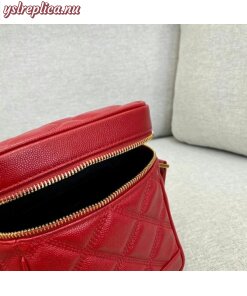 Replica YSL Fake Saint Laurent 80’s Vanity Bag In Red Quilted Grained Leather 2