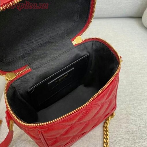 Replica YSL Fake Saint Laurent 80’s Vanity Bag In Red Quilted Grained Leather 3