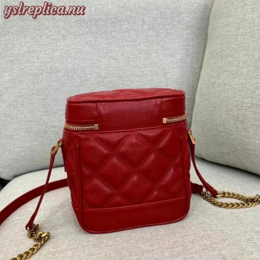 Replica YSL Fake Saint Laurent 80’s Vanity Bag In Red Quilted Grained Leather 5