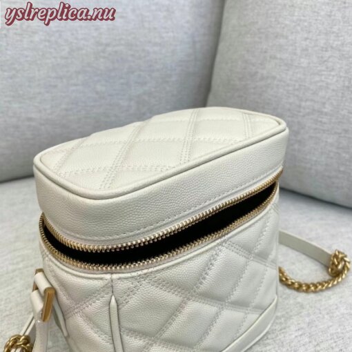 Replica YSL Fake Saint Laurent 80’s Vanity Bag In White Quilted Grained Leather 3