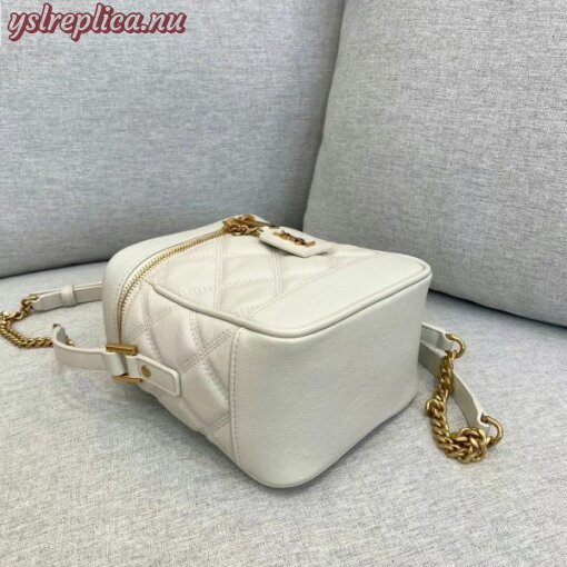 Replica YSL Fake Saint Laurent 80’s Vanity Bag In White Quilted Grained Leather 4