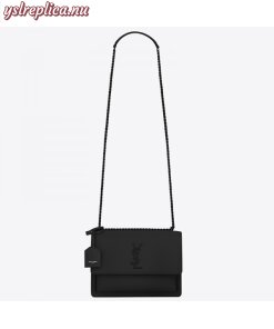 Replica YSL Replica Saint Laurent Sunset Medium All Black Leather Bag