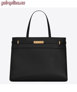 Replica YSL Fake Saint Laurent Black Manhattan Medium Shopping Bag