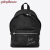 Replica YSL Fake Saint Laurent Black Mini Toy City Embroidered Backpack