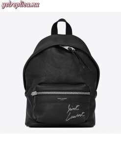Replica YSL Fake Saint Laurent Black Mini Toy City Embroidered Backpack