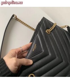 Replica YSL Fake Saint Laurent Tribeca Small Shopping Bag In Black Grained Leather