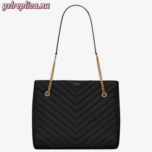 Replica YSL Fake Saint Laurent Tribeca Small Shopping Bag In Black Grained Leather 6