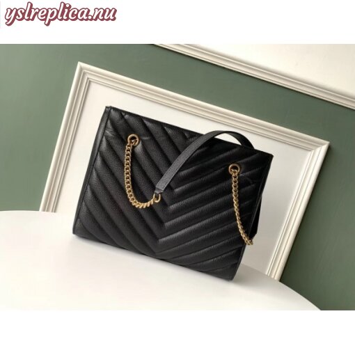 Replica YSL Fake Saint Laurent Tribeca Small Shopping Bag In Black Grained Leather 7