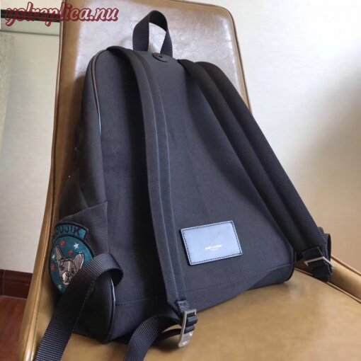 Replica YSL Fake Saint Laurent Black City Backpack With Patches 5