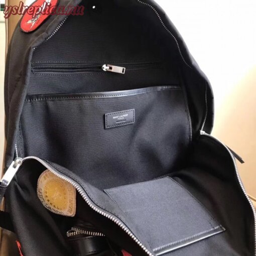 Replica YSL Fake Saint Laurent Black City Backpack With Patches 8