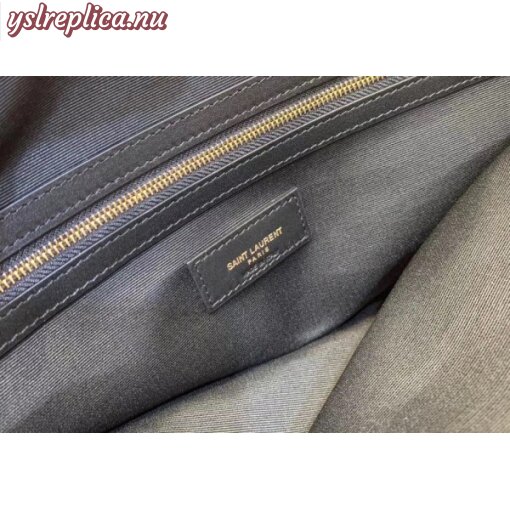 Replica YSL Fake Saint Laurent Tag Shopping Bag In Canvas And Brown Leather 4