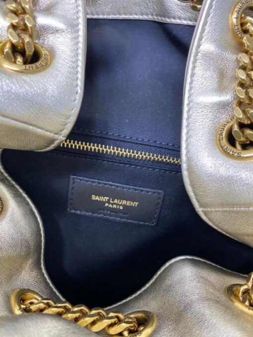 Replica YSL Fake Saint Laurent Joe Backpack In Gold Lame Leather 3