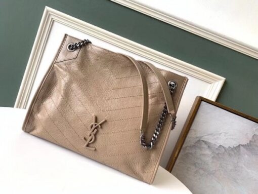 Replica YSL Fake Saint Laurent Medium Niki Shopping Bag In Sand Leather 3