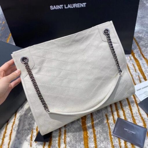 Replica YSL Fake Saint Laurent Medium Niki Shopping Bag In White Leather 3