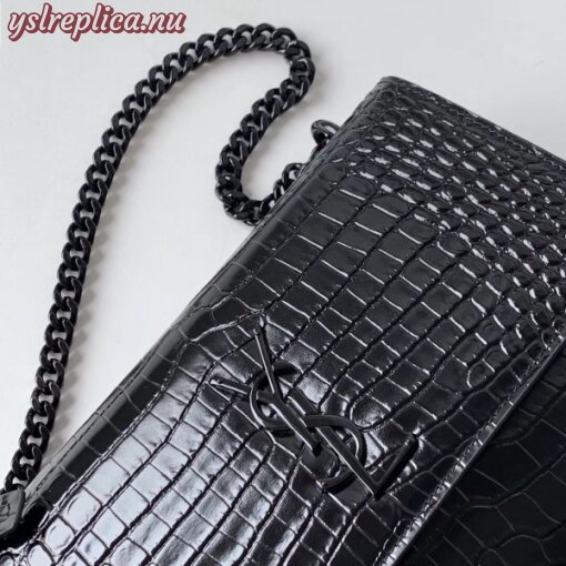 Replica YSL Fake Saint Laurent Sunset Medium Bag In Noir Crocodile Embossed Leather 10