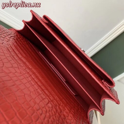 Replica YSL Fake Saint Laurent Sunset Medium Bag In Red Crocodile Embossed Leather 7