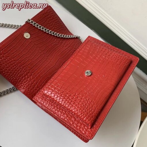 Replica YSL Fake Saint Laurent Sunset Medium Bag In Red Crocodile Embossed Leather 8