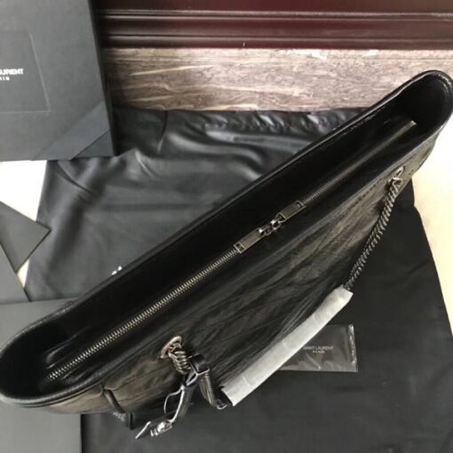 Replica YSL Fake Saint Laurent Niki Shopping Bag In Black Crinkled Calfskin 4