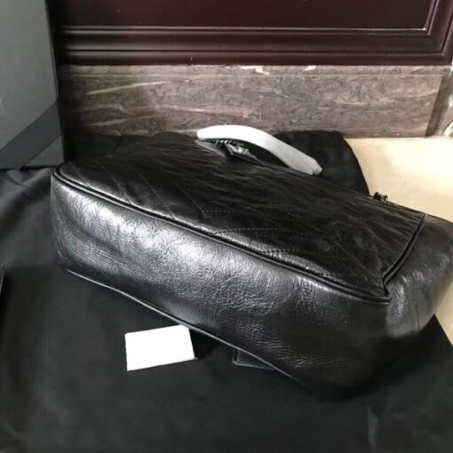 Replica YSL Fake Saint Laurent Niki Shopping Bag In Black Crinkled Calfskin 5