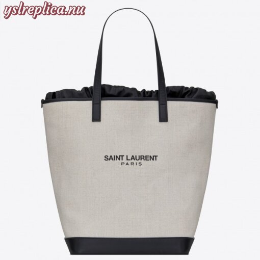Replica YSL Fake Saint Laurent Teddy Shopping Bag In Linen Canvas 5
