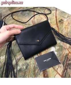 Replica YSL Fake Saint Laurent Black Envelope Belt Bag 2