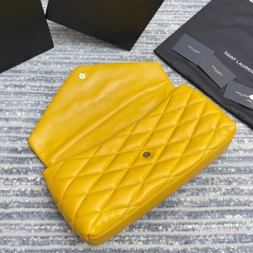 Replica YSL Fake Saint Laurent Sade Puffer Envelope Clutch In Yellow Lambskin 6