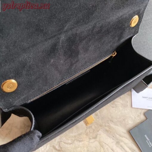 Replica YSL Fake Saint Laurent Carre Satchel Bag In Black Suede Leather 3